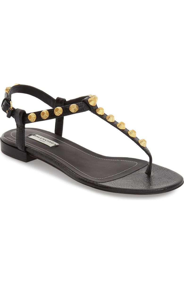 Balenciaga Studded T-Strap Sandal, Main, color,