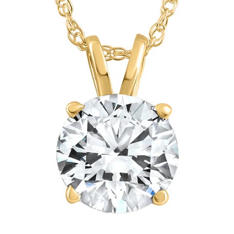 1 1/4Ct Lab Grown Solitaire Diamond Pendant Gold Necklace