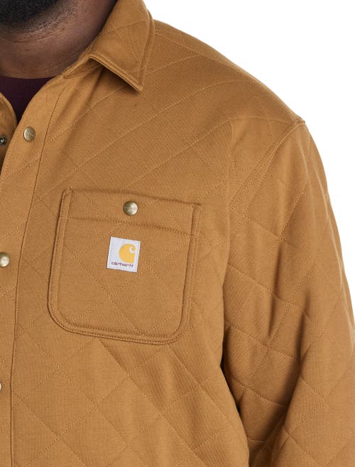 Carhartt Big & Tall Rain Defender® Quilted Snap-front Shirt Jacket In Brown