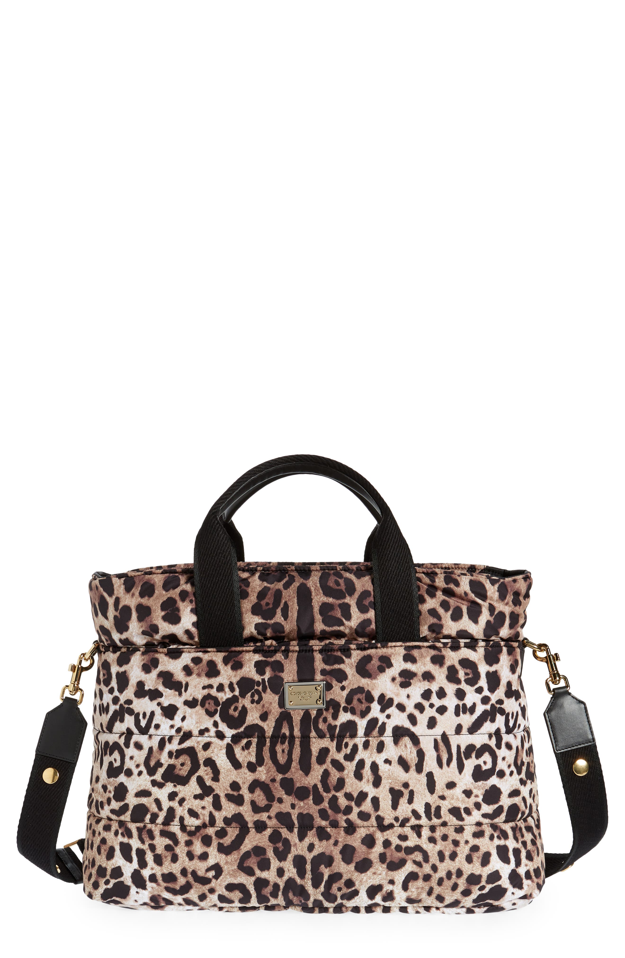 Dolce&Gabbana Leopard Print Diaper Bag, Main, color, 