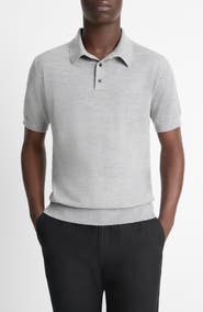 Vince Short Sleeve Wool & Cashmere Polo Sweater