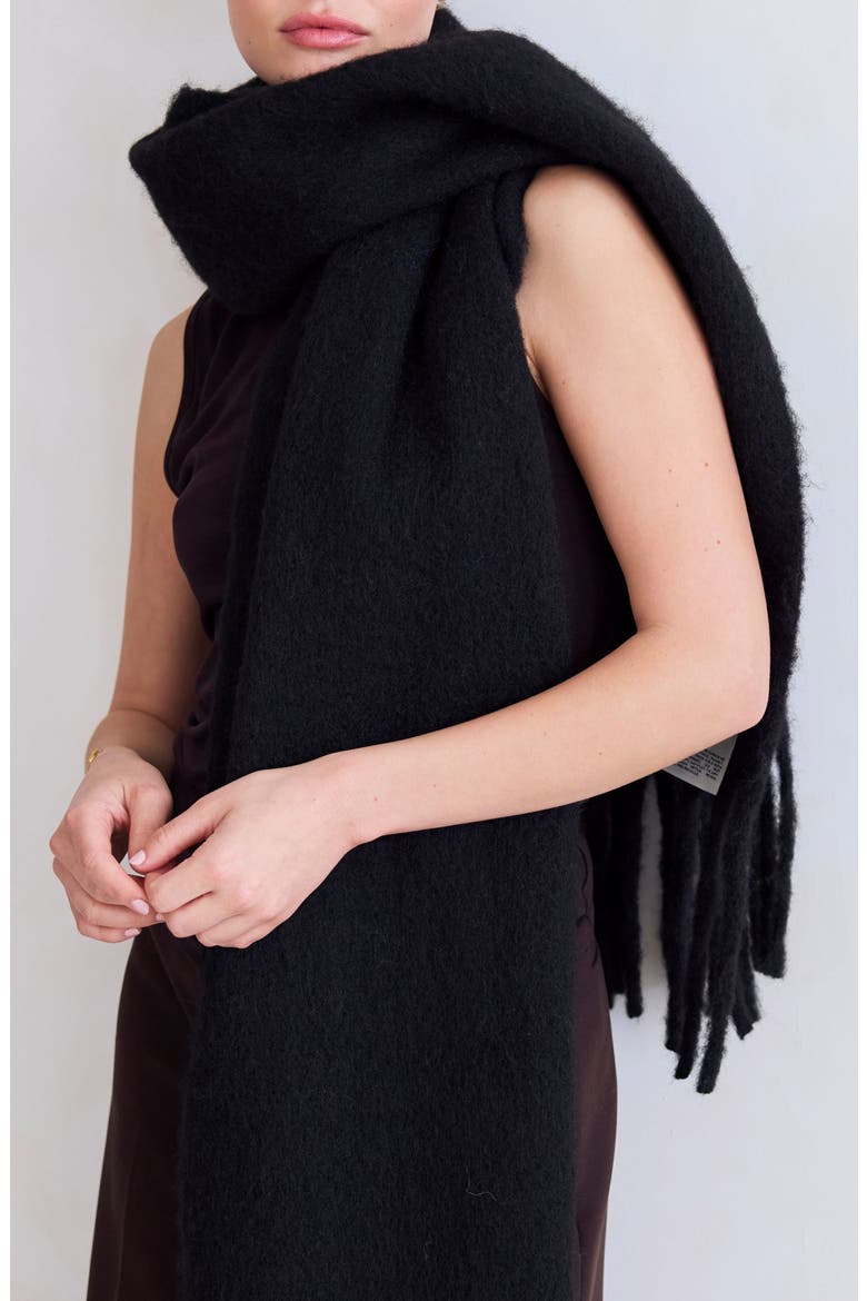 The Reykjavik Fringe Scarf, Main, color, BLACK