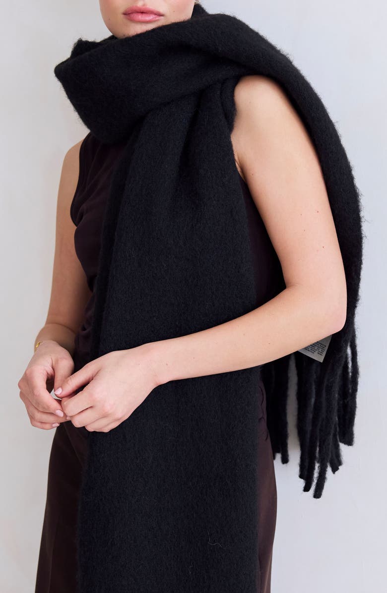 Arctic Fox & Co The Reykjavik Fringe Scarf, Main, color, Black