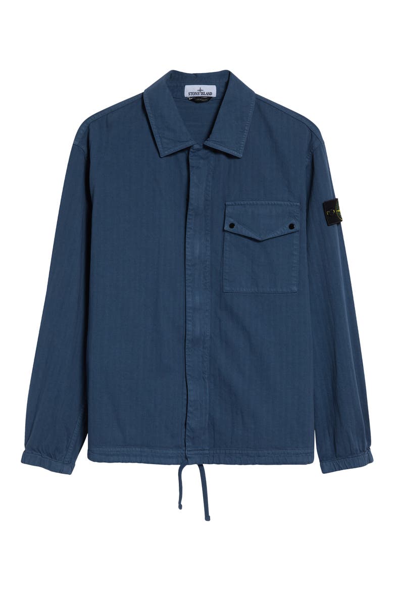 Compass Patch Cotton Herringbone Overshirt, Alternate, color, V002E SLATE BLUE