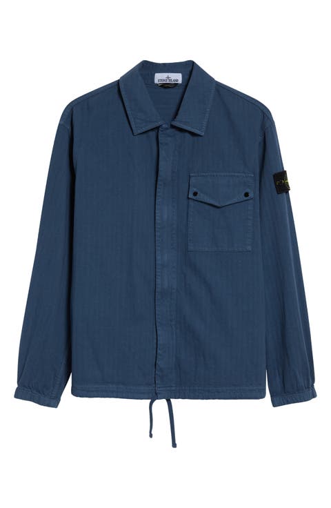 Compass Patch Cotton Herringbone Overshirt