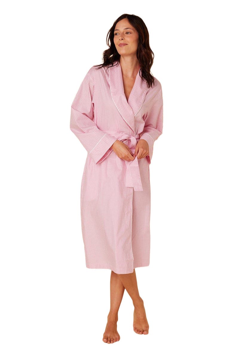 The Cat's Pajamas Luxe Pima Shawl Collar Robe, Main, color, Classic Gingham Pink