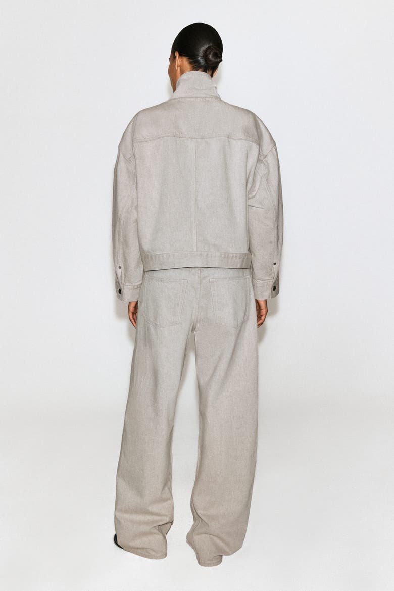 Mock-neck Denim Jacket, Alternate, color, BEIGE
