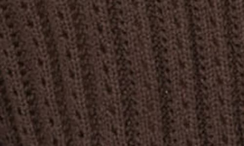 Blu Pepper Pointelle Button Front Crop Cardigan In Brown