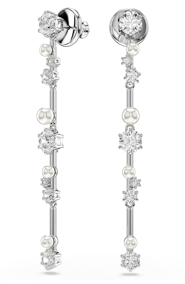 Swarovski Constella Bar Drop Earrings, Alternate, color, White/ Silver