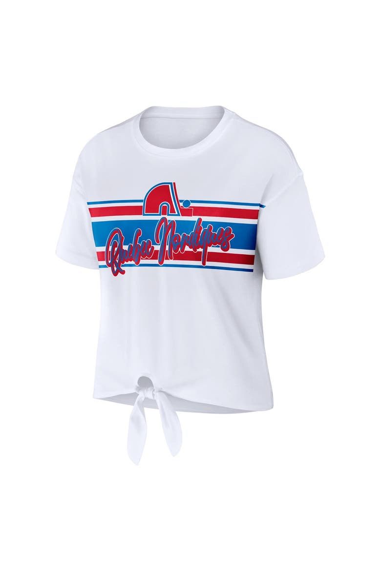Women's WEAR by Erin Andrews White Colorado Avalanche Front Knot T-Shirt, Alternate, color, White