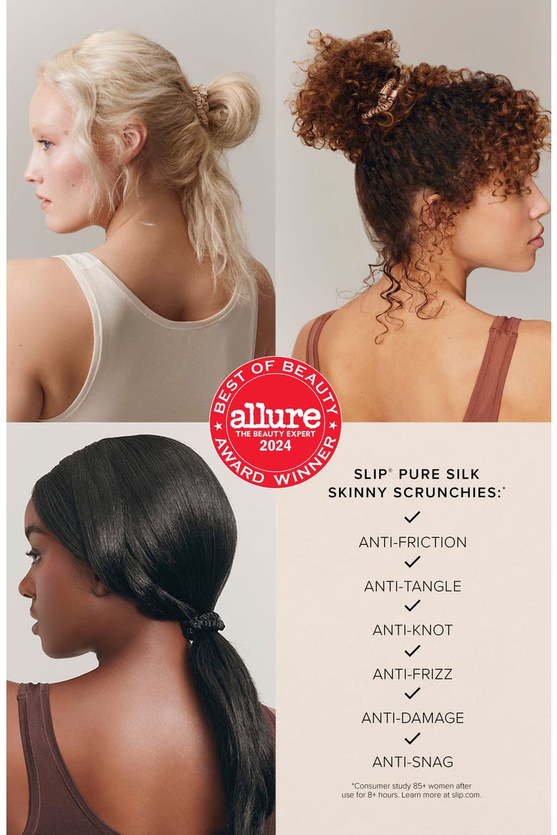 Thea Pure Silk Skinny Scrunchie Set, Alternate, color, THEA