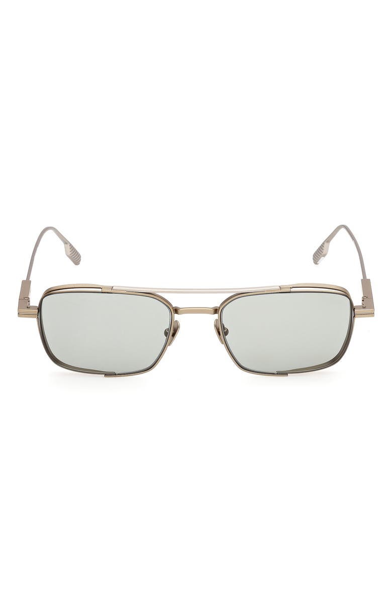 ZEGNA 54mm Rectangular Sunglasses, Main, color, Pale Gold / Palladium / Green