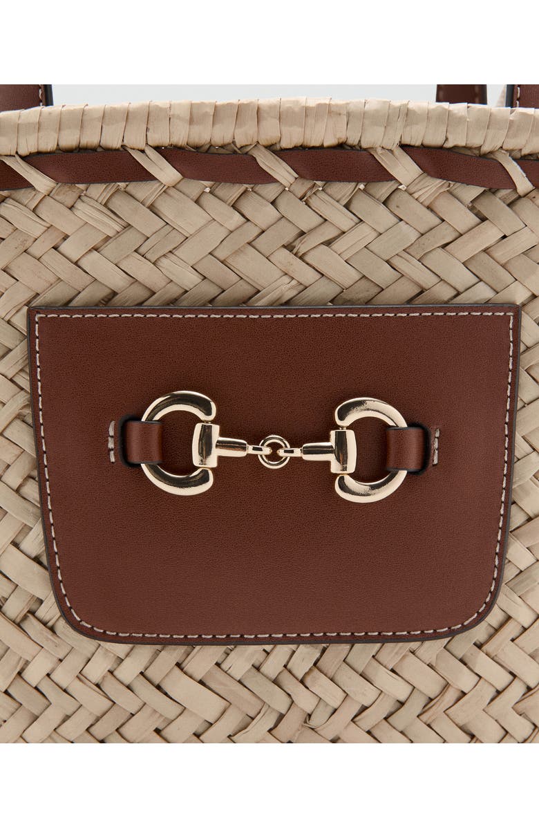 MANGO Small Natural Fiber Top Handle Bag, Alternate, color,