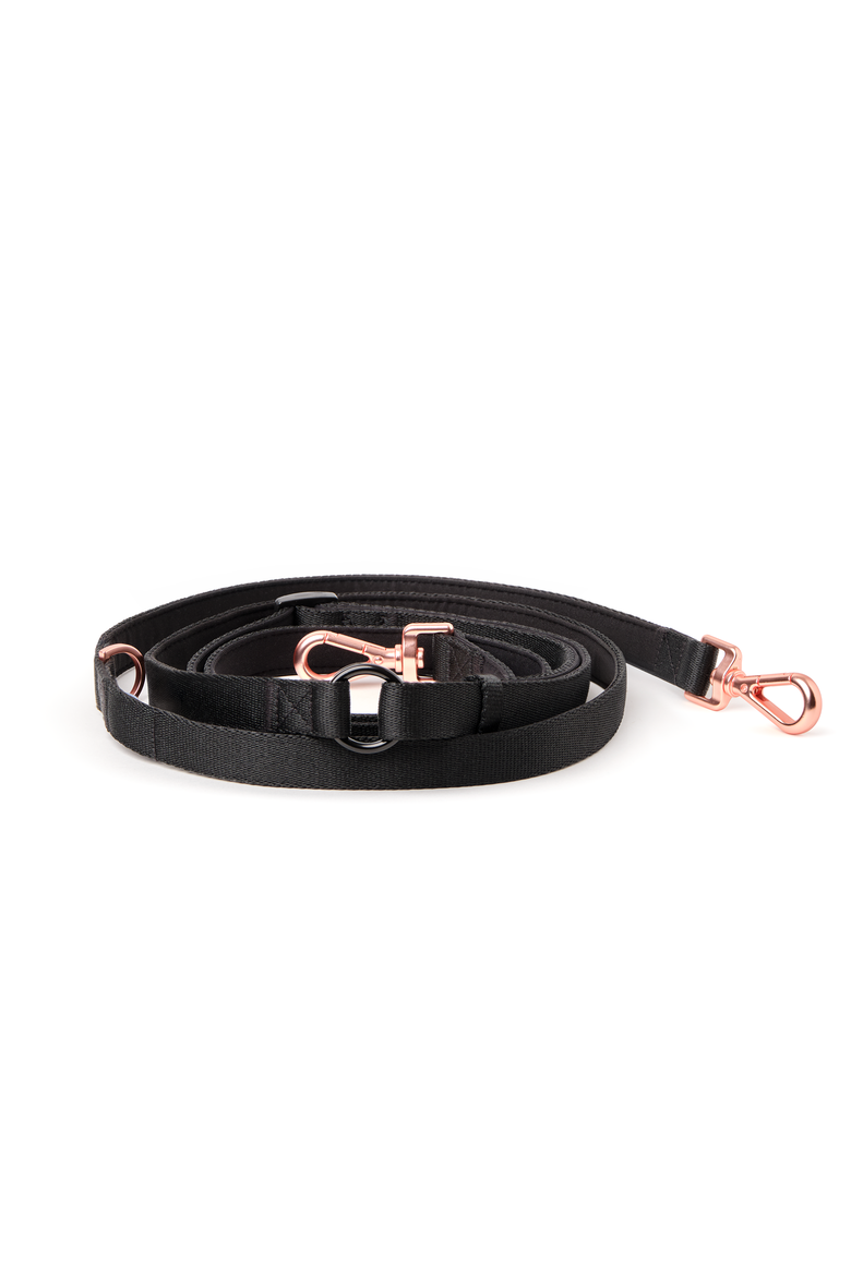 Metro Hands Free Leash, Main, color, Black/Rose Gold - Medium
