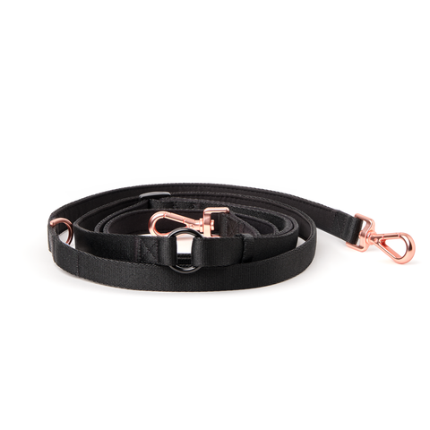 Metro Hands Free Leash Black Matte Rose Gold