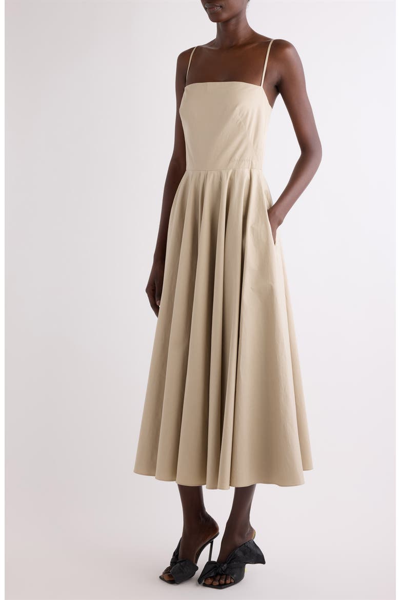 Sliced Cotton Poplin Dress, Alternate, color, BEIGE