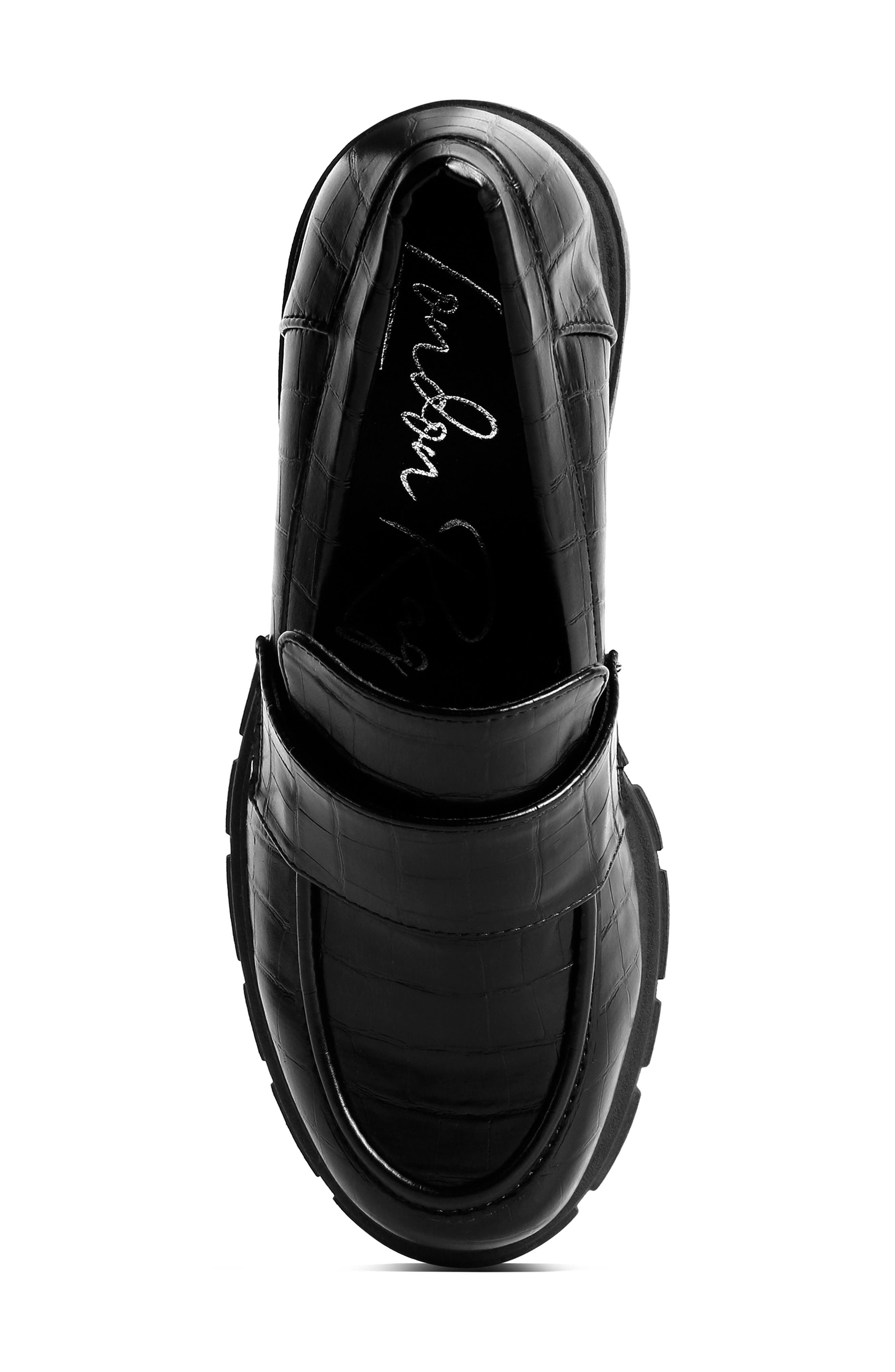 LONDON RAG Benz Croc Embossed Loafer Pump, Alternate, color, Black