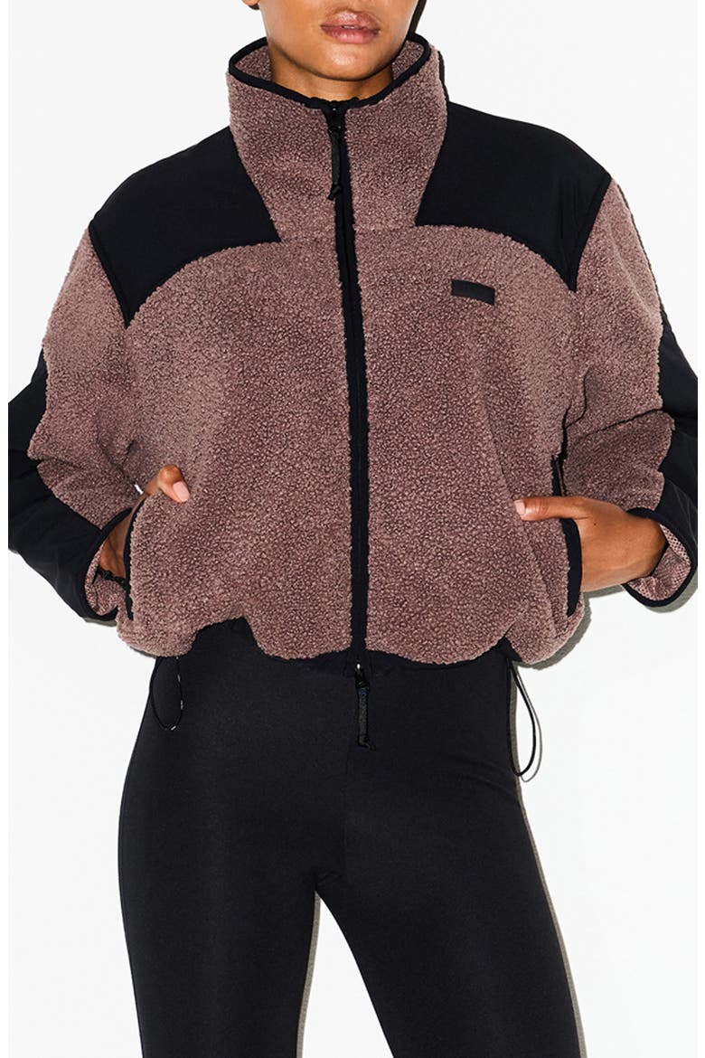 Faux Shearling Zip Jacket, Main, color, UMBER