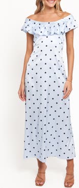 Petal & Pup Manaris Dot Off the Shoulder Maxi Dress