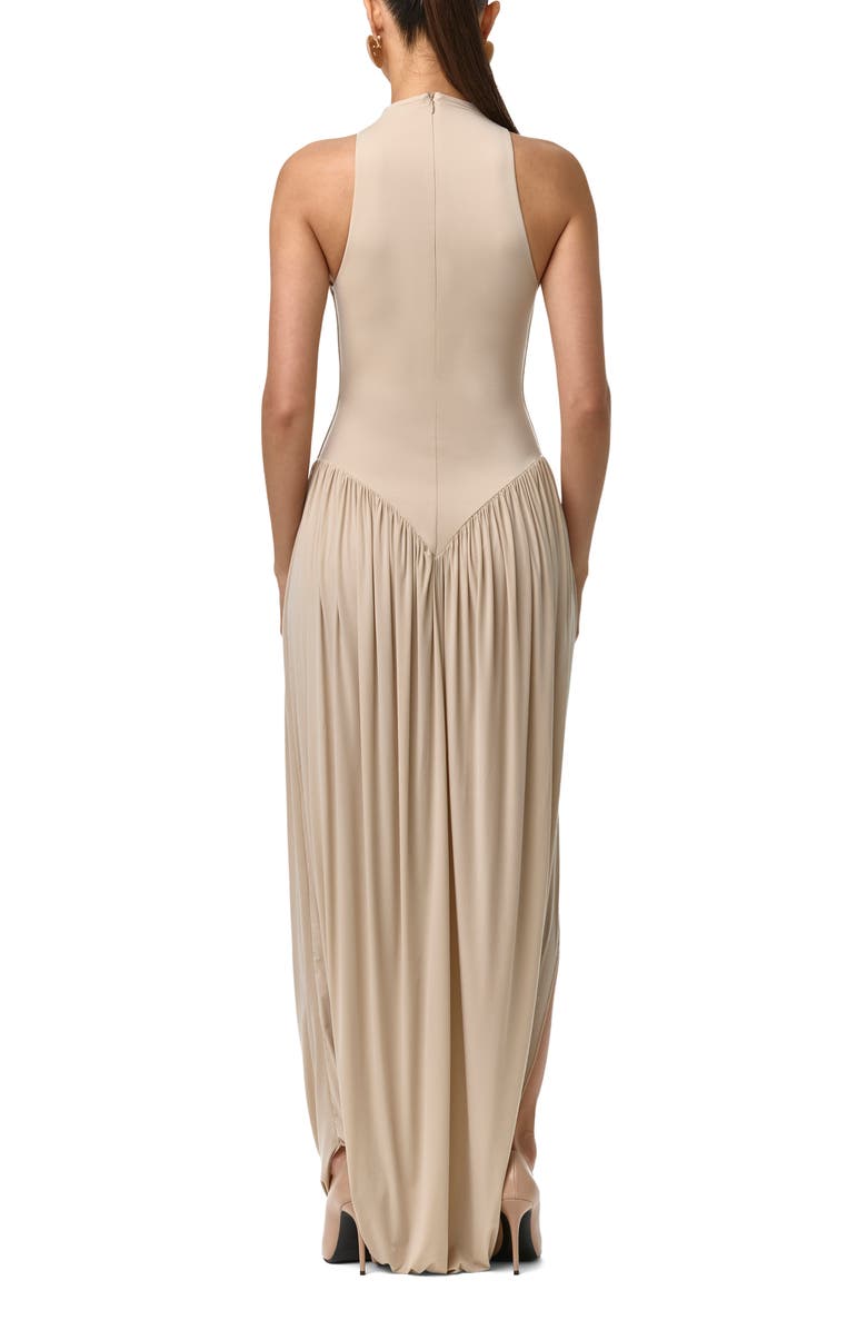 Naked Wardrobe Sleeveless Mock Neck Maxi Dress, Alternate, color, Taupe