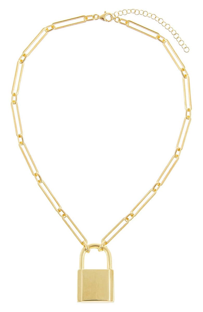 BY ADINA EDEN Adina's Jewels Open Link Lock Pendant Necklace, Main, color, 
