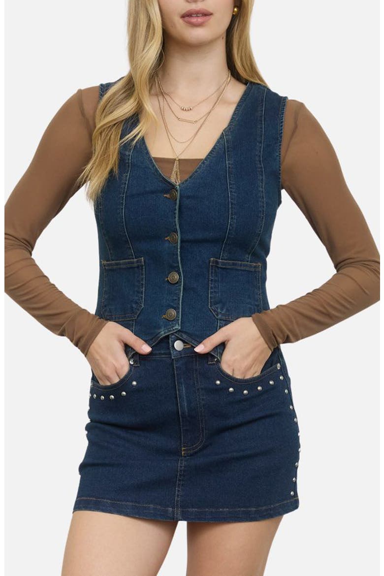 Denim Vest, Main, color, DARK DENIM