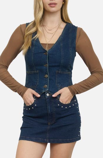Blu Pepper Denim Vest In Blue