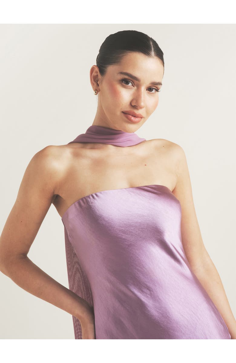Six Stories Bandeau Satin Bridesmaid Dress, Alternate, color, Orchid