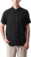 Velez Men Short-Sleeve Linen Shirt with VZ Embroidery.