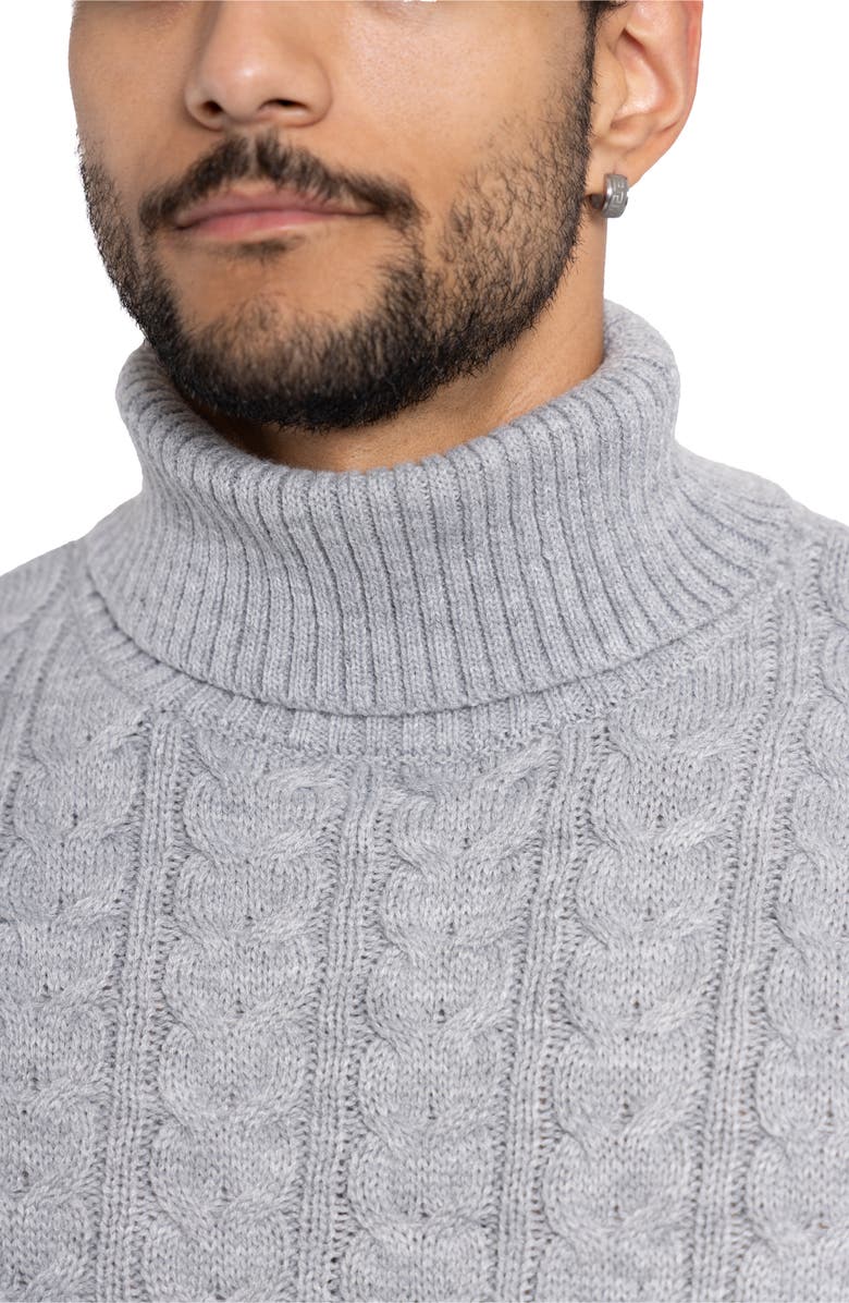 XRAY Cable Knit Turtleneck Sweater, Alternate, color, Heather Grey