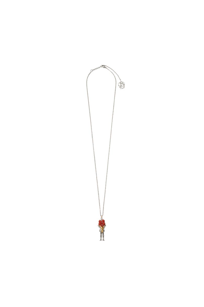 Knight Rose Charm Necklace, Alternate, color, Silver/gold/red