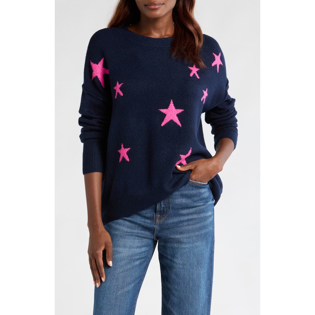 Vince Camuto Star Crewneck Sweater In Classic Navy