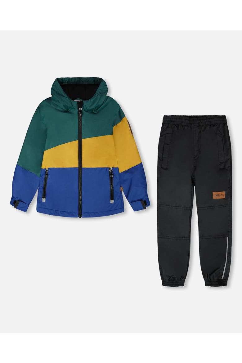 Mid-Season Two-Piece Outerwear Set, Main, color, Green, Yellow and Blue
