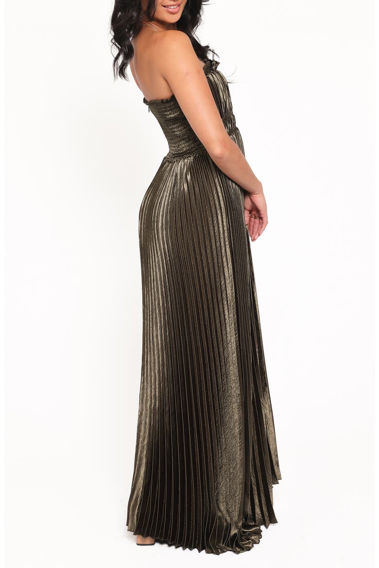 Angelique Strapless Pleated Maxi Dress, Alternate, color, OLIVE