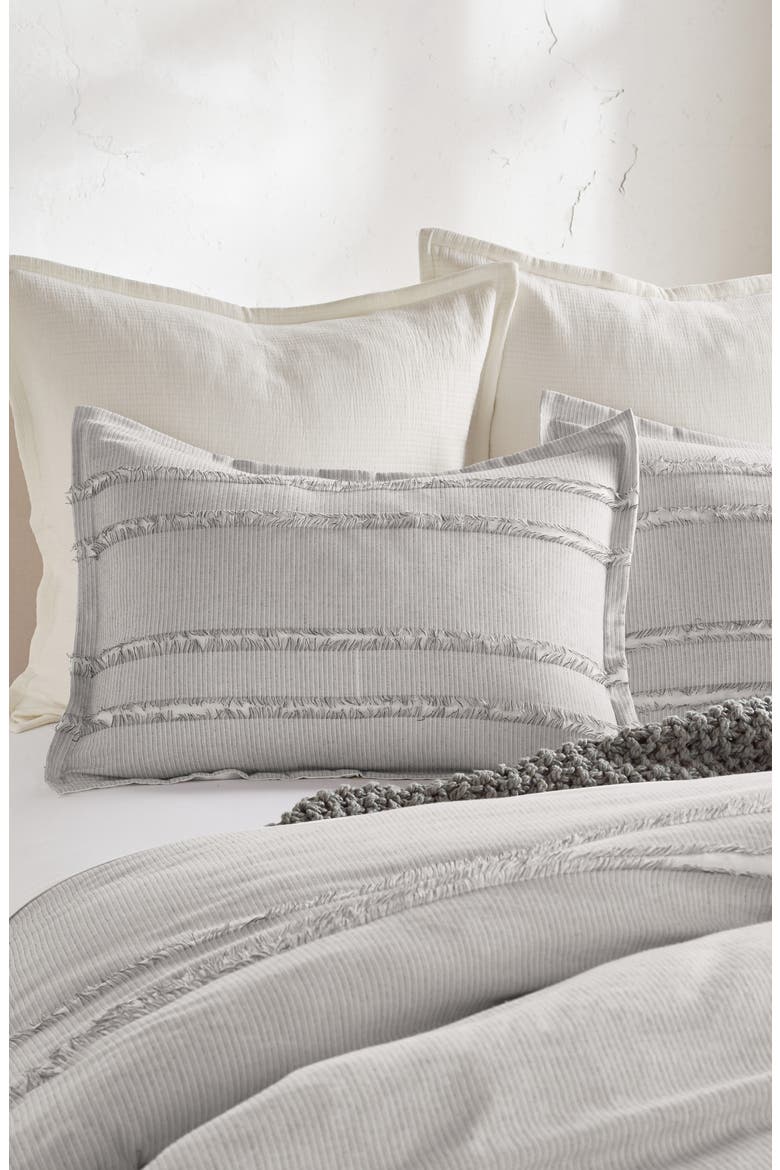 Fringe Stripe Duvet Cover & Sham Set, Alternate, color, GREY
