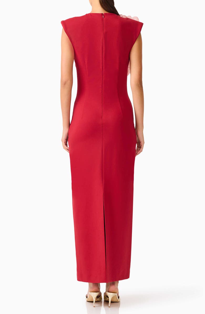 Elliatt Zahara Floral Appliqué Sleeveless Gown, Alternate, color, Burgundy