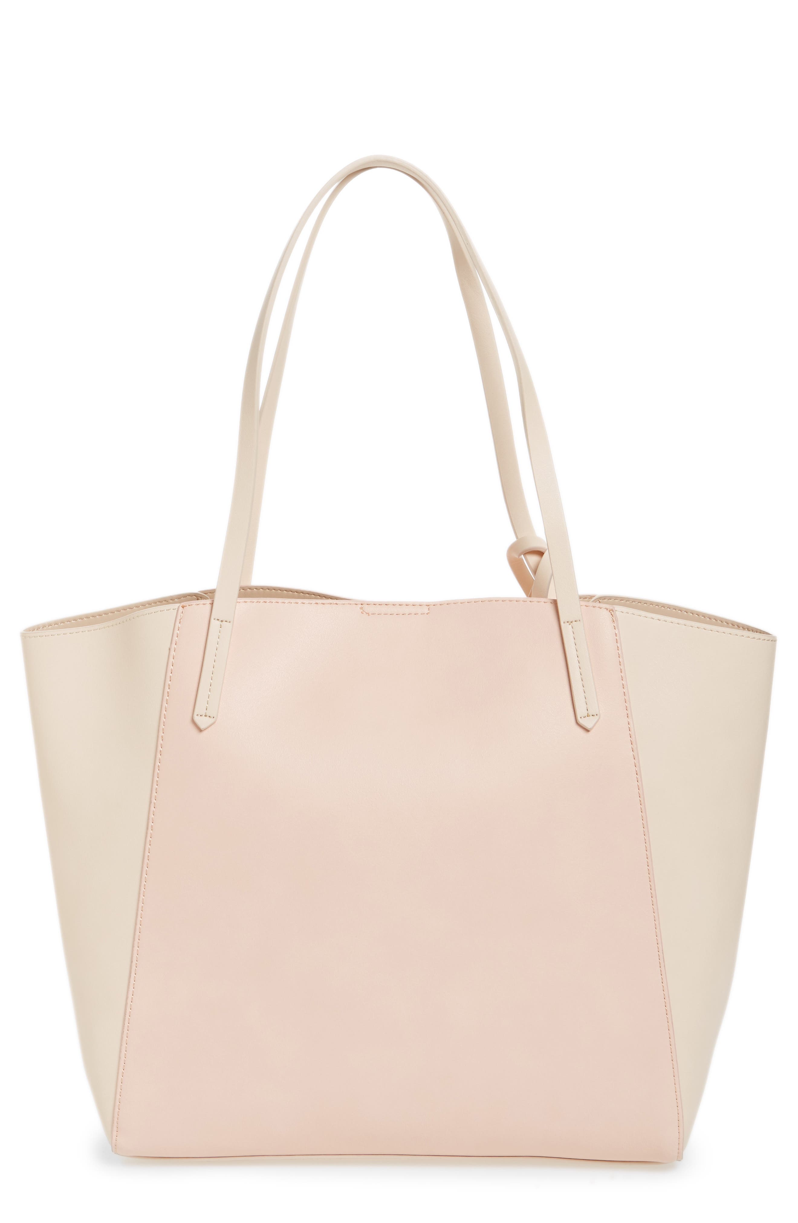 Colorblock Faux Leather Tote, Main, color, BLUSH