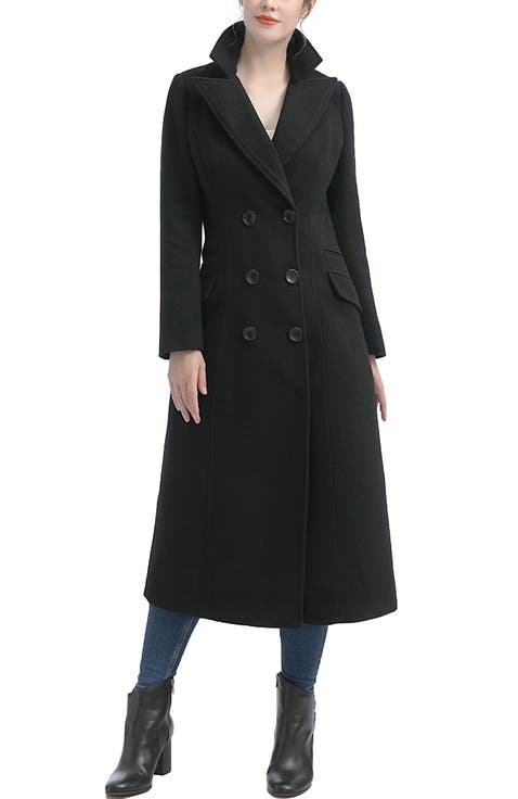 Ovie Double Breasted Wool Blend Long Coat