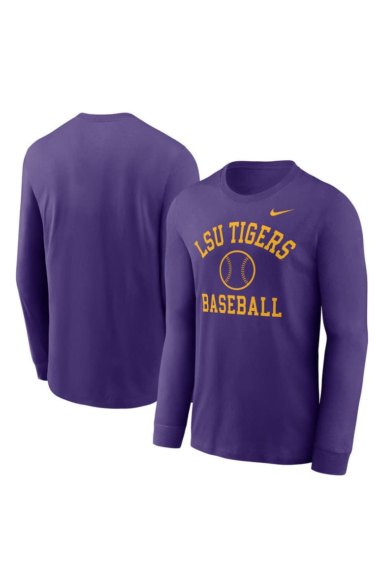 Nike Men's Nike Purple LSU Tigers Essential Baseball Arch Long Sleeve T-Shirt, Alternate, color, Purple