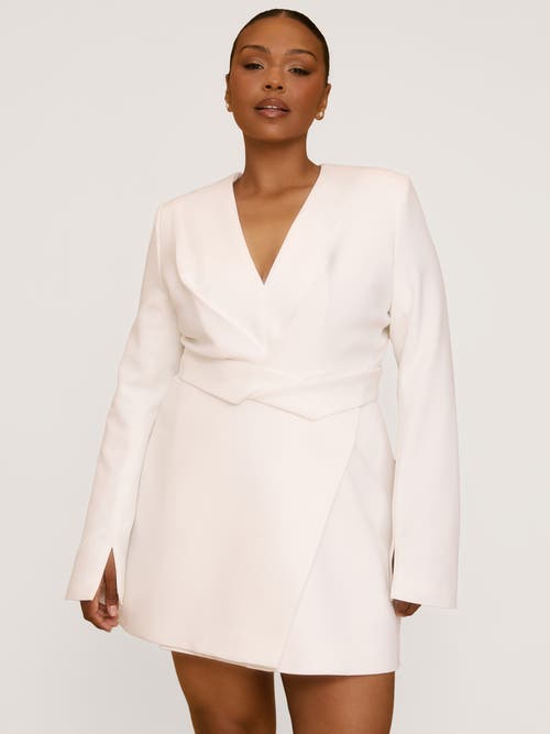 Six Stories Wrap Front Blazer Dress In Neutral