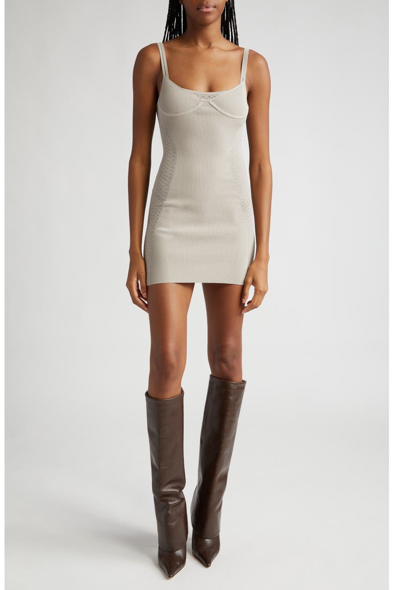 Serpent Lace Rib Body-Con Minidress, Main, color, ALLOY