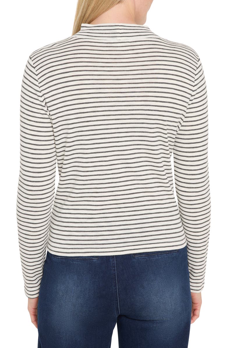 NZT by NIC+ZOE Stripe Long Sleeve Mock Neck T-Shirt, Alternate, color, Cream Multi