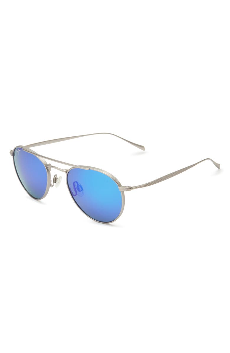 Maui Jim 52mm Blue Hawaii Polarized Aviator Sunglasses, Alternate, color, Titanium Titanium Blue