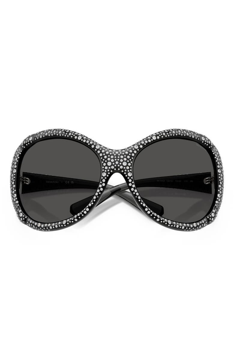 Swarovski 72mm Butterfly Sunglasses, Alternate, color, Dark Grey / Dark Grey