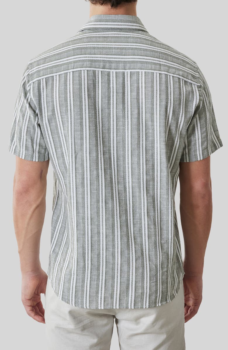 Robert Barakett Daiki Stripe Short Sleeve Button-Up Shirt, Alternate, color, Olive Dust