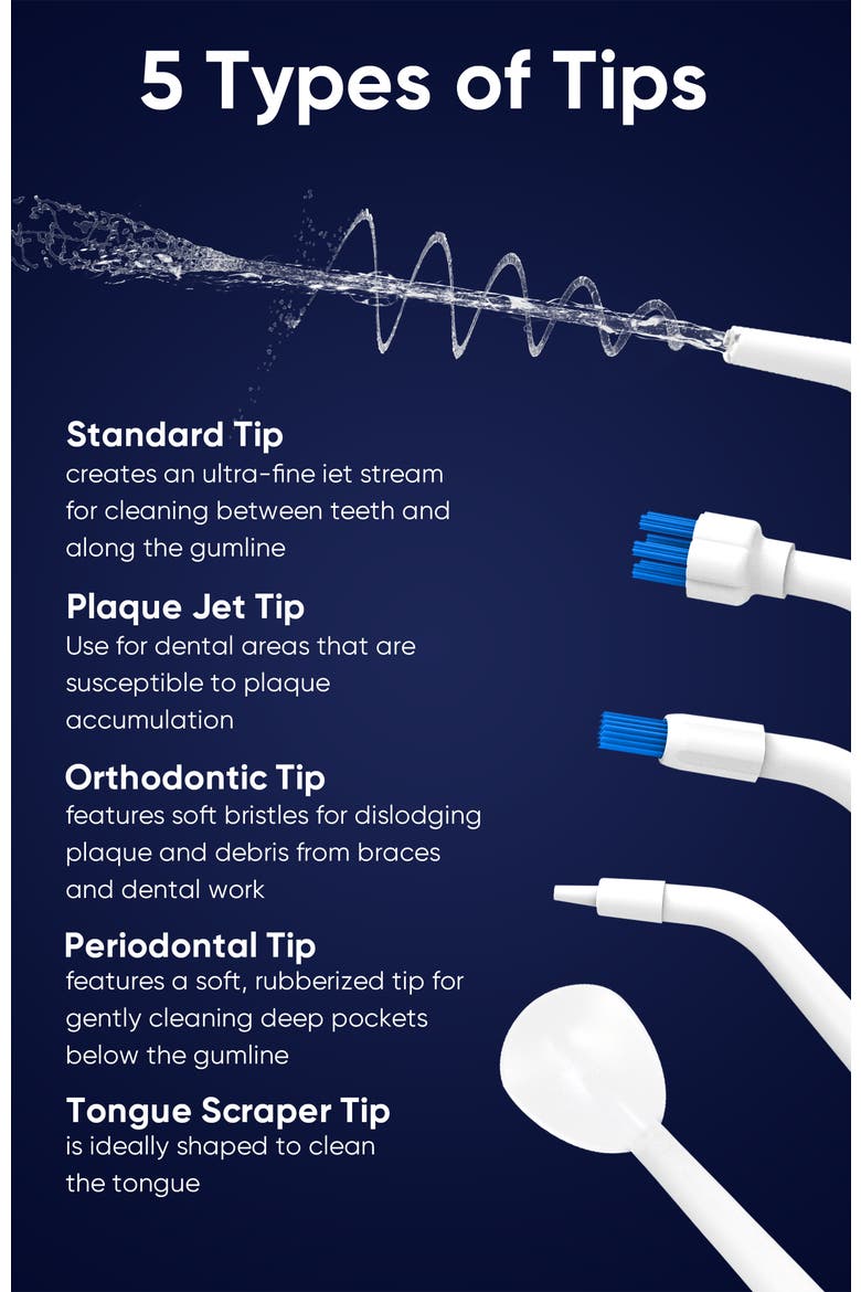 LP211 Cordless Water Flossers for Teeth, 260ML Reservoir, 5 Cleaning Modes, 8 Jet Tips, Alternate, color, White