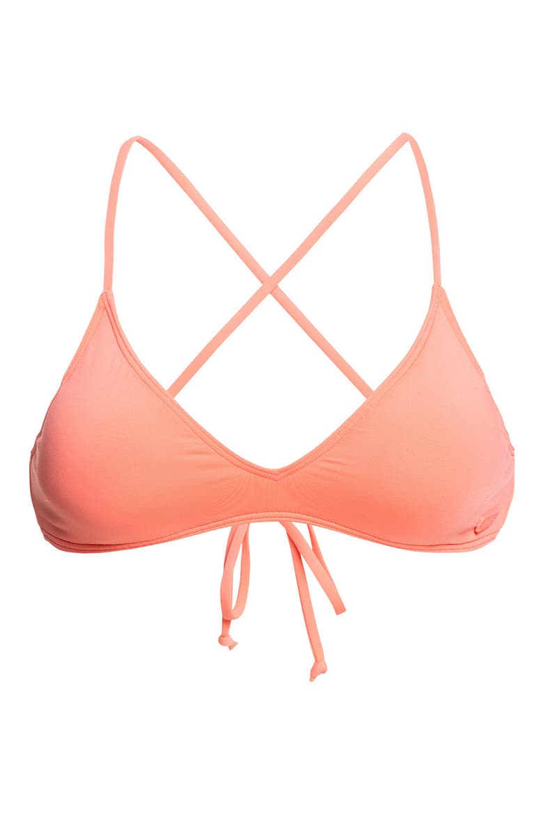 Beach Classics Strappy Athletic Triangle Bikini Top, Alternate, color, FUSION CORAL