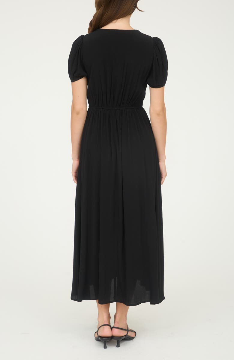 Blu Pepper Puff Sleeve A-Line Midi Dress, Alternate, color, Black