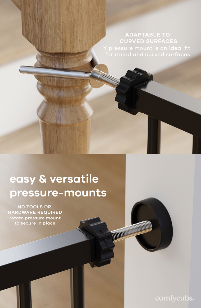 Comfy Cubs Baby Safety Gate with 3 Extensions, Alternate, color, Black