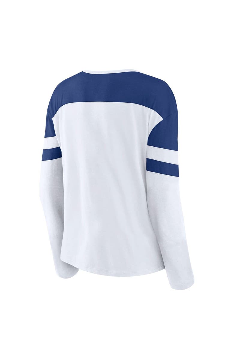 FANATICS Women's Fanatics White/Blue Tampa Bay Lightning Frozen Long Sleeve Notch Neck T-Shirt, Alternate, color, White